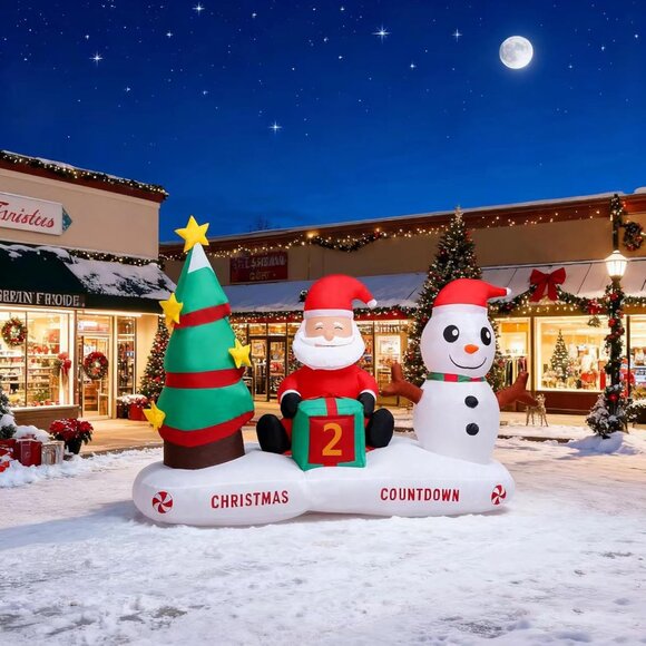 🆕6FT Christmas Inflatable Countdown Tree Santa Claus Snowman Outdoor Decoration - Picture 5 of 8